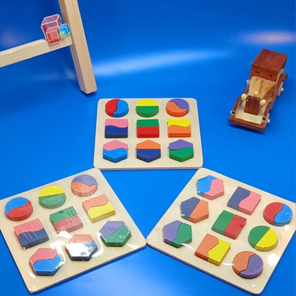 پازل چوبی اشکال هندسی دوقطعه